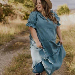 Roolee x Lauren Virginia Bluebonnet Dress Blue Midi Dress NWOT Size 4XL
